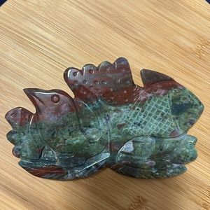 Beautiful bloodstone carving of half fish and half bird.